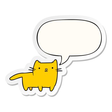 karikatür kedi ve konuşma kabarcık etiket