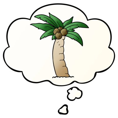 karikatür palmiye ağacı ve pürüzsüz degrade tarzında düşünce balonu