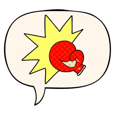 çizgi roman tarzında boks eldiven karikatür ve konuşma balonu