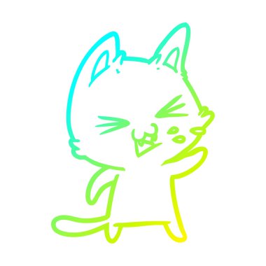 soğuk degrade çizgi çizim karikatür kedi hissing
