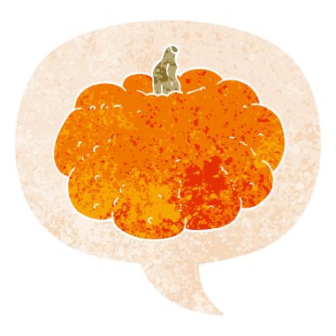 retro dokulu tarzda karikatür kabak ve konuşma balonu