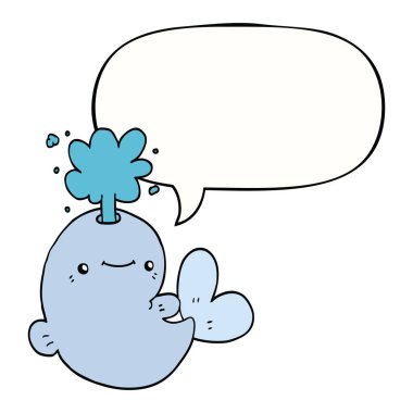 karikatür balina su ve konuşma balonu spouting