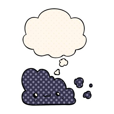 sevimli karikatür bulut ve çizgi roman tarzında düşünce balonu