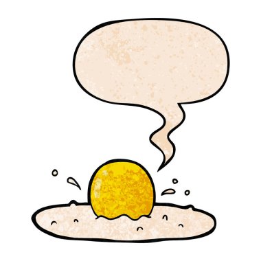 retro doku tarzında karikatür kızarmış yumurta ve konuşma balonu