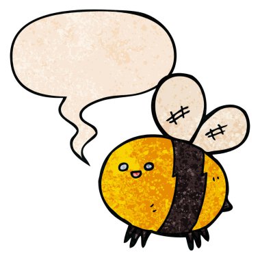 retro doku tarzında karikatür arı ve konuşma balonu