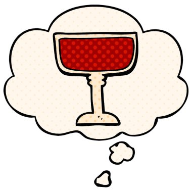 çizgi film şarap cam ve çizgi roman tarzında düşünce balonu