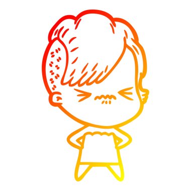 sıcak degrade çizgi çizim karikatür rahatsız hipster kız