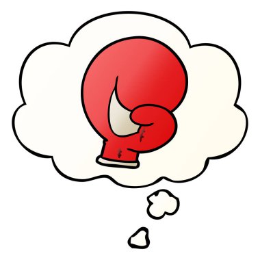 boks eldiven karikatür ve pürüzsüz degrade stil düşünce balonu