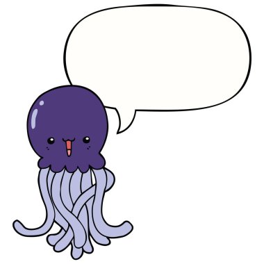 karikatür denizanası ve konuşma balonu