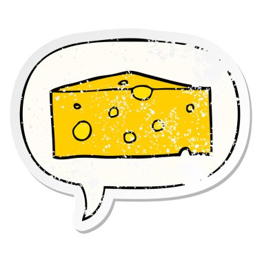 karikatür peynir ve konuşma balonu sıkıntılı etiket