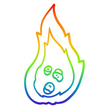 gökkuşağı gradyan çizgi çizim karikatür yanan kömürler