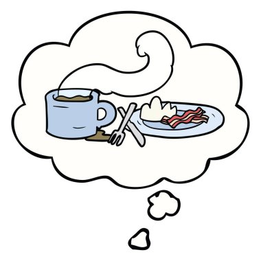 karikatür kahvaltı ve düşünce balonu