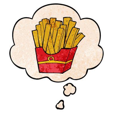 karikatür kızartması ve grunge doku desen tarzında düşünce balonu