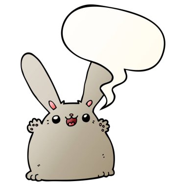 düzgün degrade tarzında karikatür tavşan ve konuşma balonu