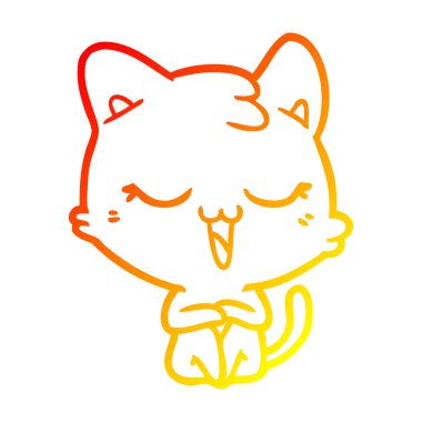 sıcak degrade çizgi çizim mutlu karikatür kedi