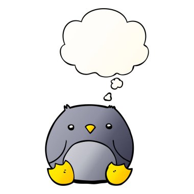 çizgi film penguen ve pürüzsüz degrade tarzında düşünce balonu