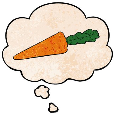 karikatür havuç ve grunge doku desen stil düşünce kabarcık