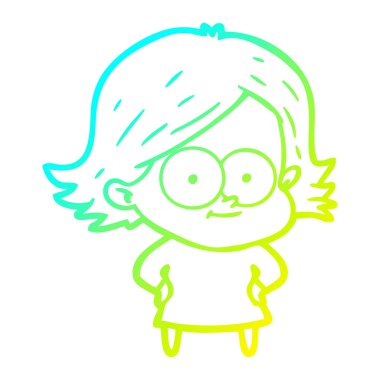 soğuk degrade çizgi çizim mutlu karikatür kız