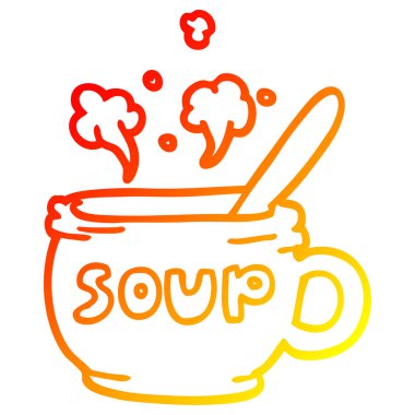 sıcak çorba sıcak degrade çizgi çizim çizgi film