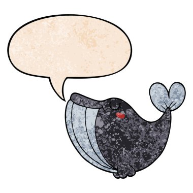 retro doku tarzında karikatür balina ve konuşma balonu