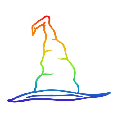 gökkuşağı gradyan çizgi çizim karikatür cadı şapka