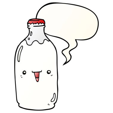 sevimli karikatür süt şişesi ve konuşma balonu pürüzsüz degrade st