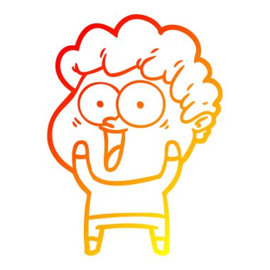 sıcak degrade çizgi çizim karikatür mutlu adam