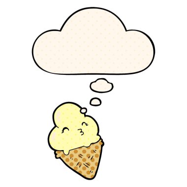 çizgi film dondurma ve çizgi roman tarzında düşünce balonu