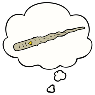 karikatür sihirli değnek ve düşünce balonu