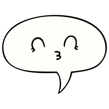 mutlu karikatür yüz ve konuşma balonu