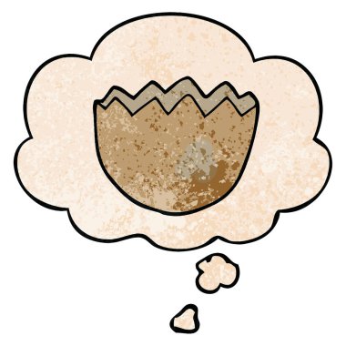 karikatür yumurta kabuğu kırık ve grunge doku pa düşünce balonu