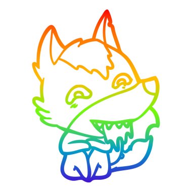 gökkuşağı degrade çizgi çizim karikatür aç kurt