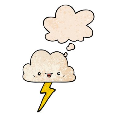 karikatür fırtına bulut ve grunge doku desen düşünce balonu