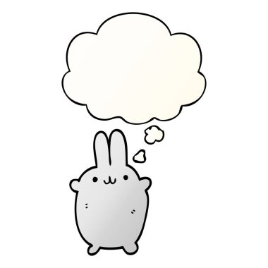 çizgi film tavşan ve pürüzsüz degrade tarzında düşünce balonu