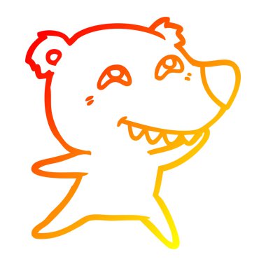 dişleri gösteren sıcak degrade çizgi çizim karikatür ayı