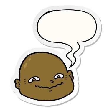 karikatür kel adam ve konuşma kabarcık etiket