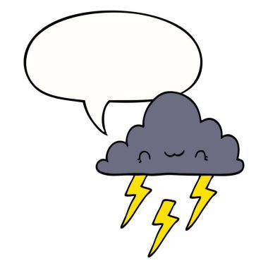 karikatür fırtına bulut ve konuşma balonu