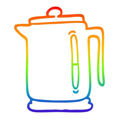 gökkuşağı gradyan çizgi çizim karikatür su ısıtıcısı