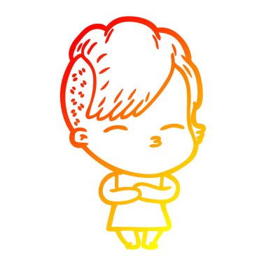 sıcak degrade çizgi çizim karikatür şaşı kız