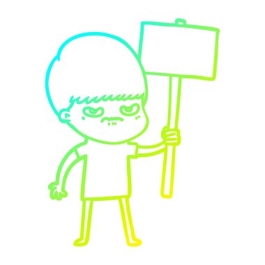 soğuk degrade çizgi çizim kızgın karikatür çocuk protesto