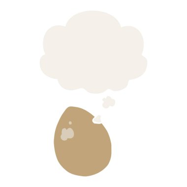 retro tarzında karikatür yumurta ve düşünce balonu