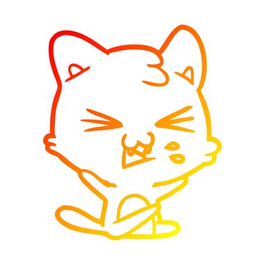 sıcak degrade çizgi çizim karikatür kedi hissing