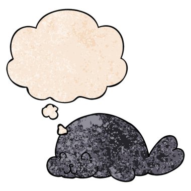 sevimli karikatür mühür ve grunge doku desen s düşünce balonu