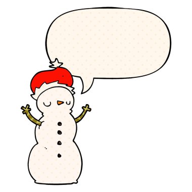 çizgi roman tarzında karikatür kardan adam ve konuşma balonu