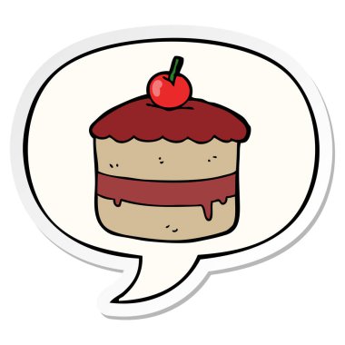 karikatür pasta ve konuşma kabarcık etiket