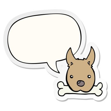 karikatür köpek ve kemik ve konuşma kabarcık etiket