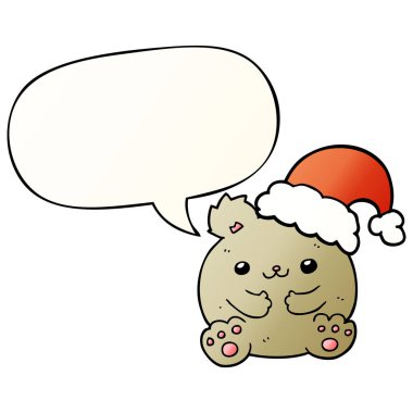 sevimli karikatür noel ayı sıcanda ve konuşma balonu pürüzsüz degrade