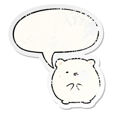 sevimli karikatür kutup ayısı ve konuşma balonu sıkıntılı etiket