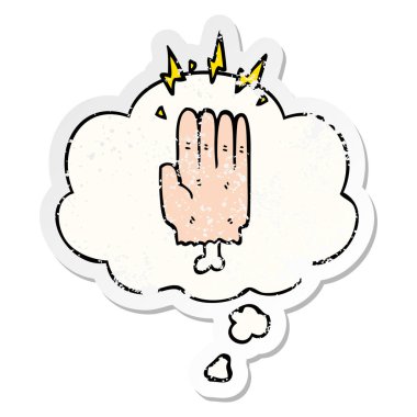 karikatür sihirli halloween zombi el ve bir dist olarak kabarcık düşünce