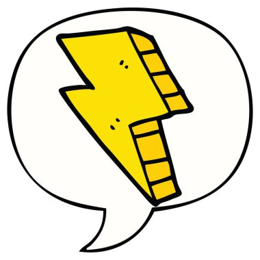 karikatür yıldırım ve konuşma balonu